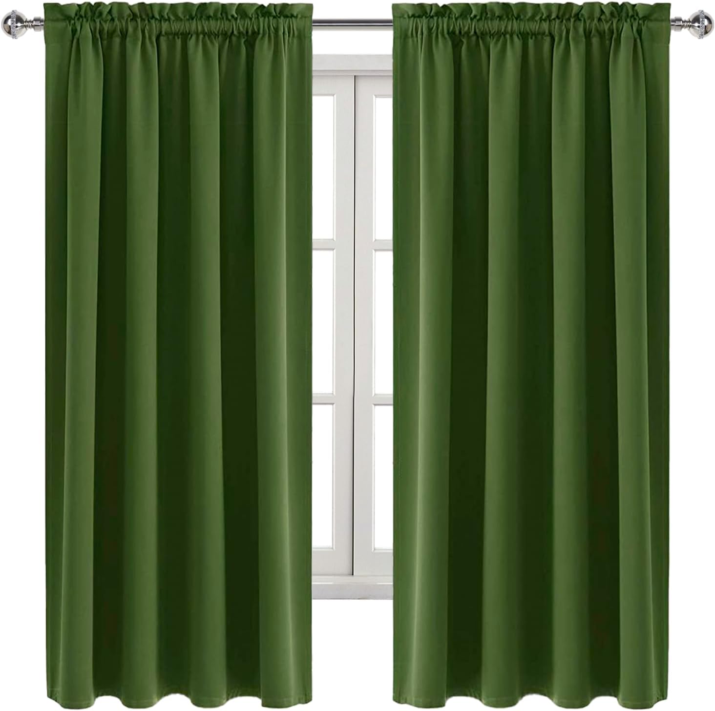 Dwcn Olive Green Room Darkening Blackout Curtains - Thermal Insulated Privacy Energy Saving Window Curtain Drapes 52 x 63 inch Length, Set…