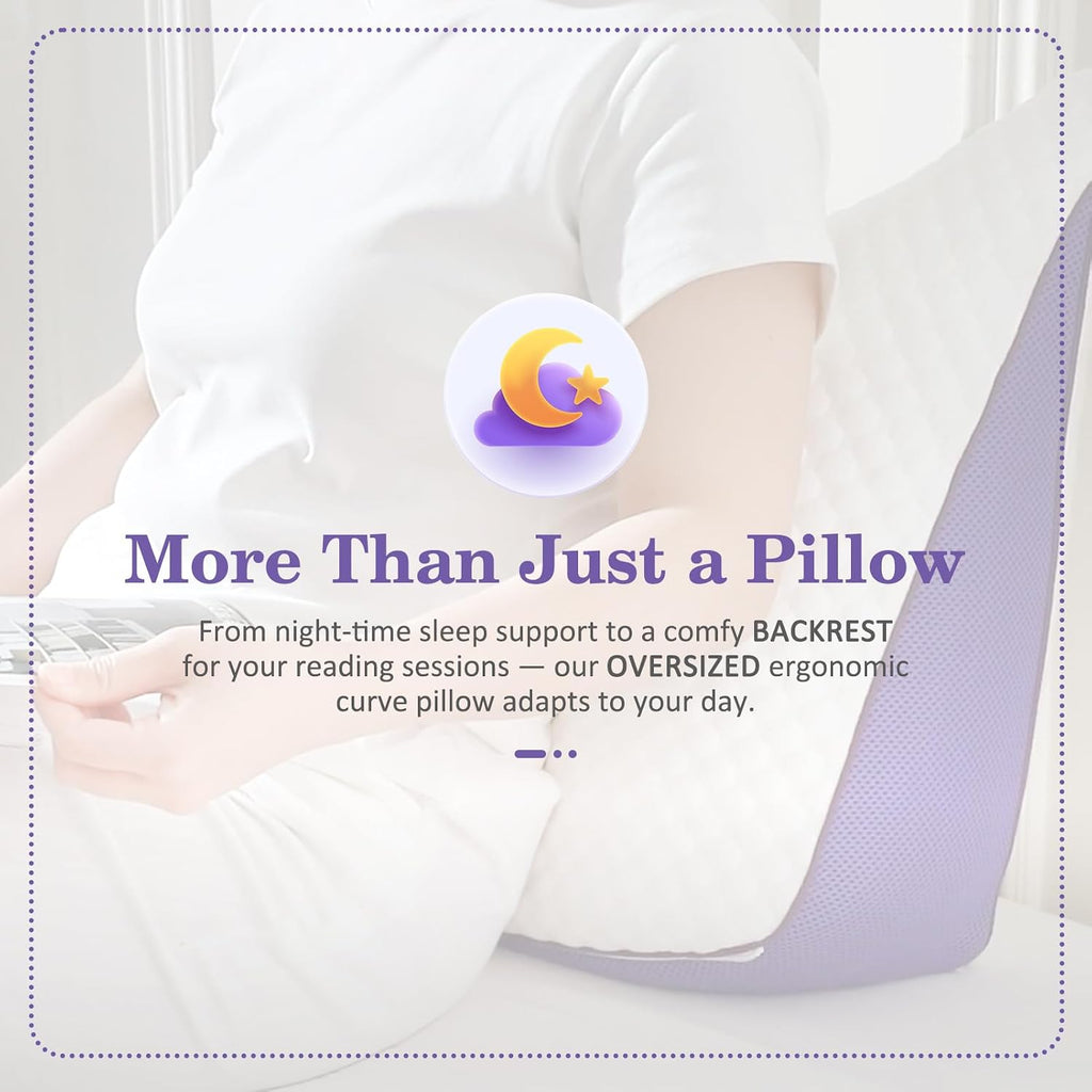 Homelab Adjustable Shredded Memory Foam Curve Pillow Queen Size 29"x19", Oversized Crescent Design for Side & Back Sleepers, Doubles as Bac…