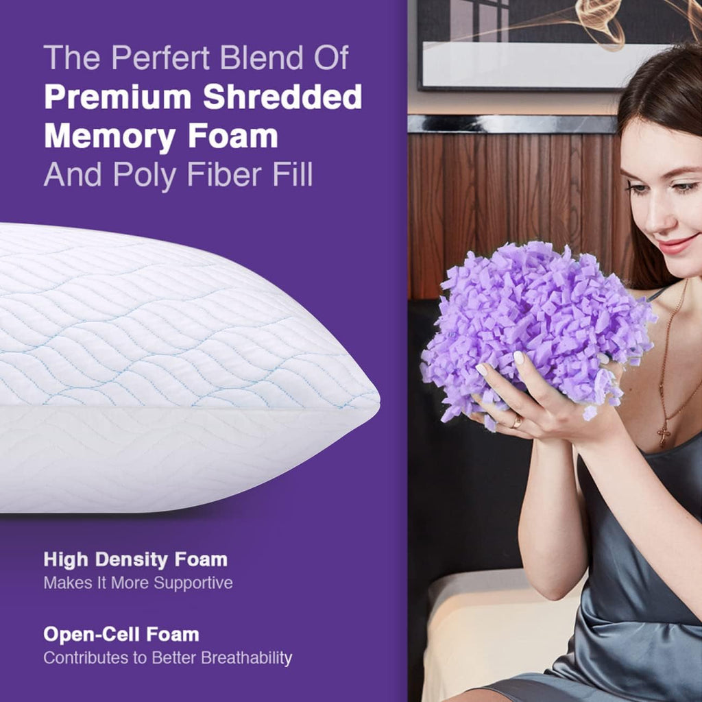 WISHSMILE Cooling King Size Pillows, Pillow King Size Set of 2 Shredded Memory Foam, Cool Cold for Sleeping with Zipper, Adjustable…