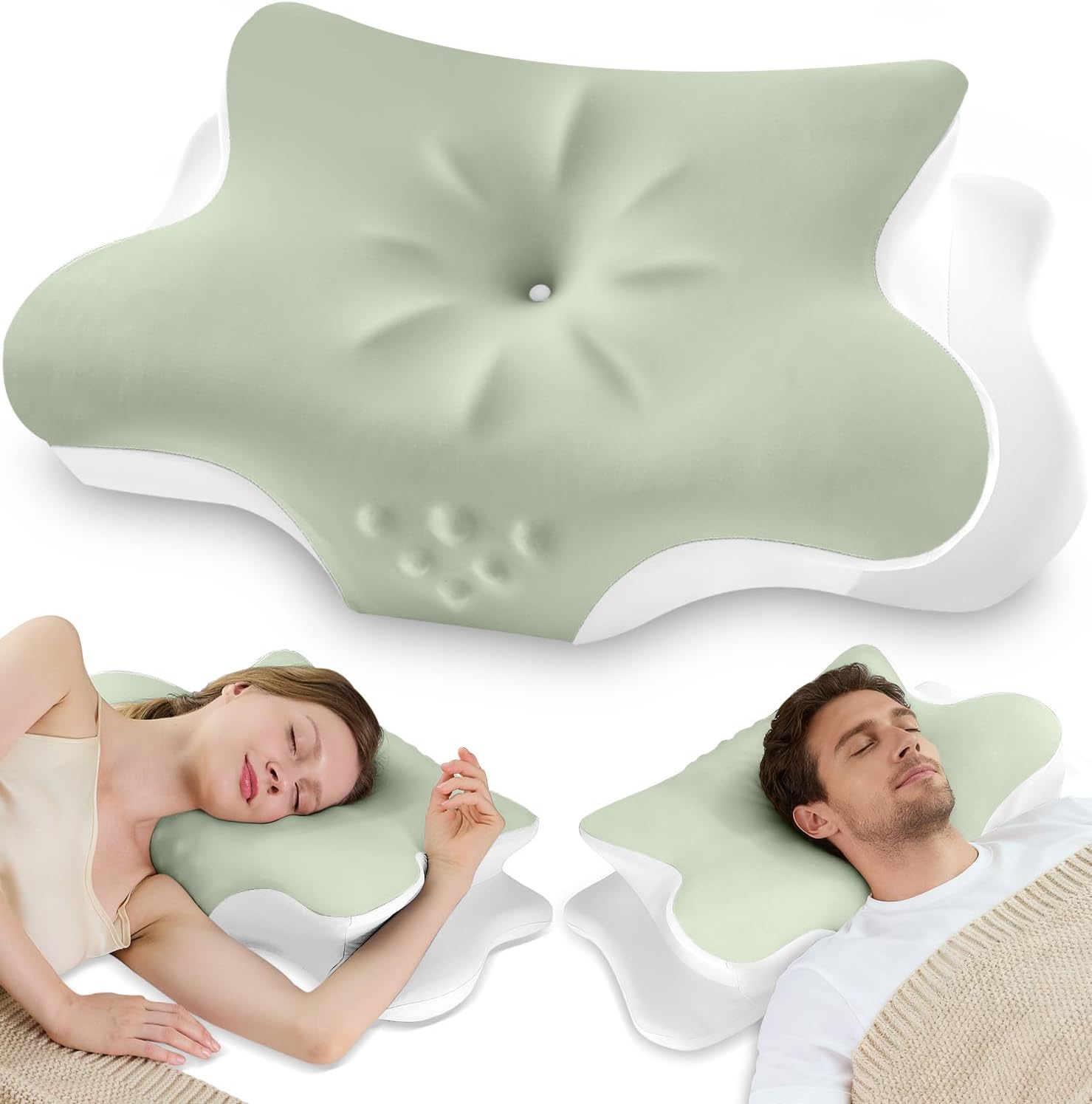 Vjasd Cervical Neck Pillow for – Ergonomic Memory Foam Pillow for Side Sleeper Contour Orthopedic Bed Pillow for Neck Support with Cooling…