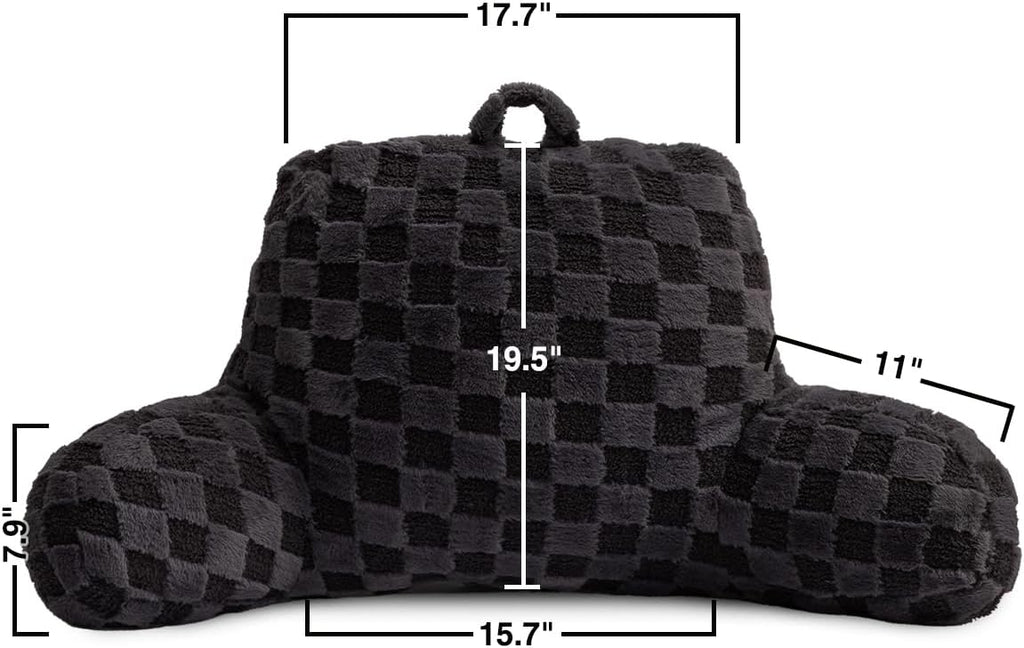 Holawakaka Checkered Reading Pillow with Arms, Adults Backrest Reading & Rest Pillows for Sitting Up in Bed, Bed Rest, Lounging, Working, A…