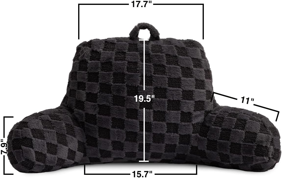 Holawakaka Checkered Reading Pillow with Arms, Adults Backrest Reading & Rest Pillows for Sitting Up in Bed, Bed Rest, Lounging, Working, A…