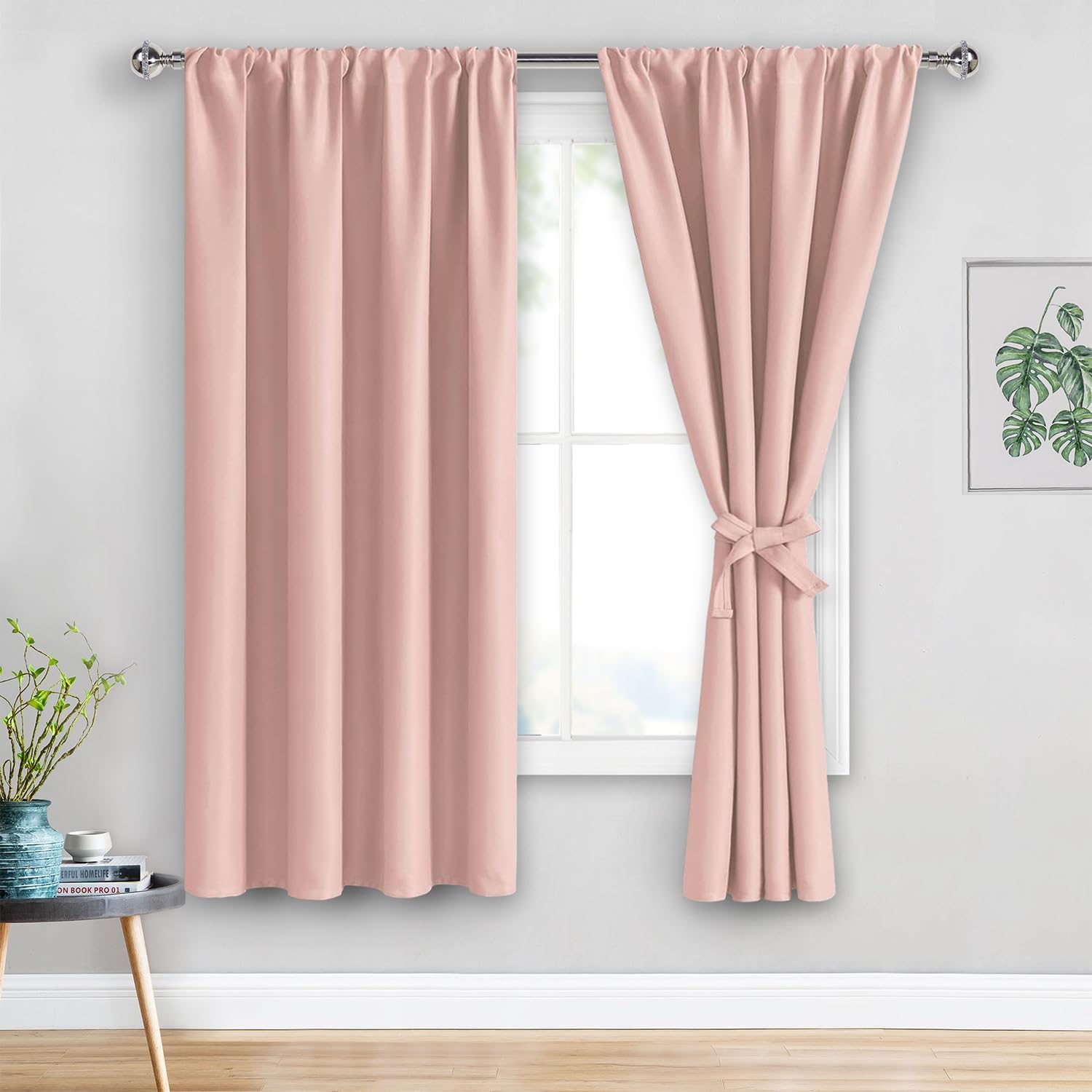 Jiuzhen Pink Blackout Curtains for Gril Room - Thermal Insulated Light Blocking Curtains, Room Darkening Rod Pocket Curtains for Living Roo…
