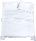 Royalelinens ROYALE LINENS 100% Organic Cotton Queen Sheet Set - Percale Weave - 4 Pieces Set - 1 Flat, 1 Deep Pocket Fitted Sheet and 2 Pi…