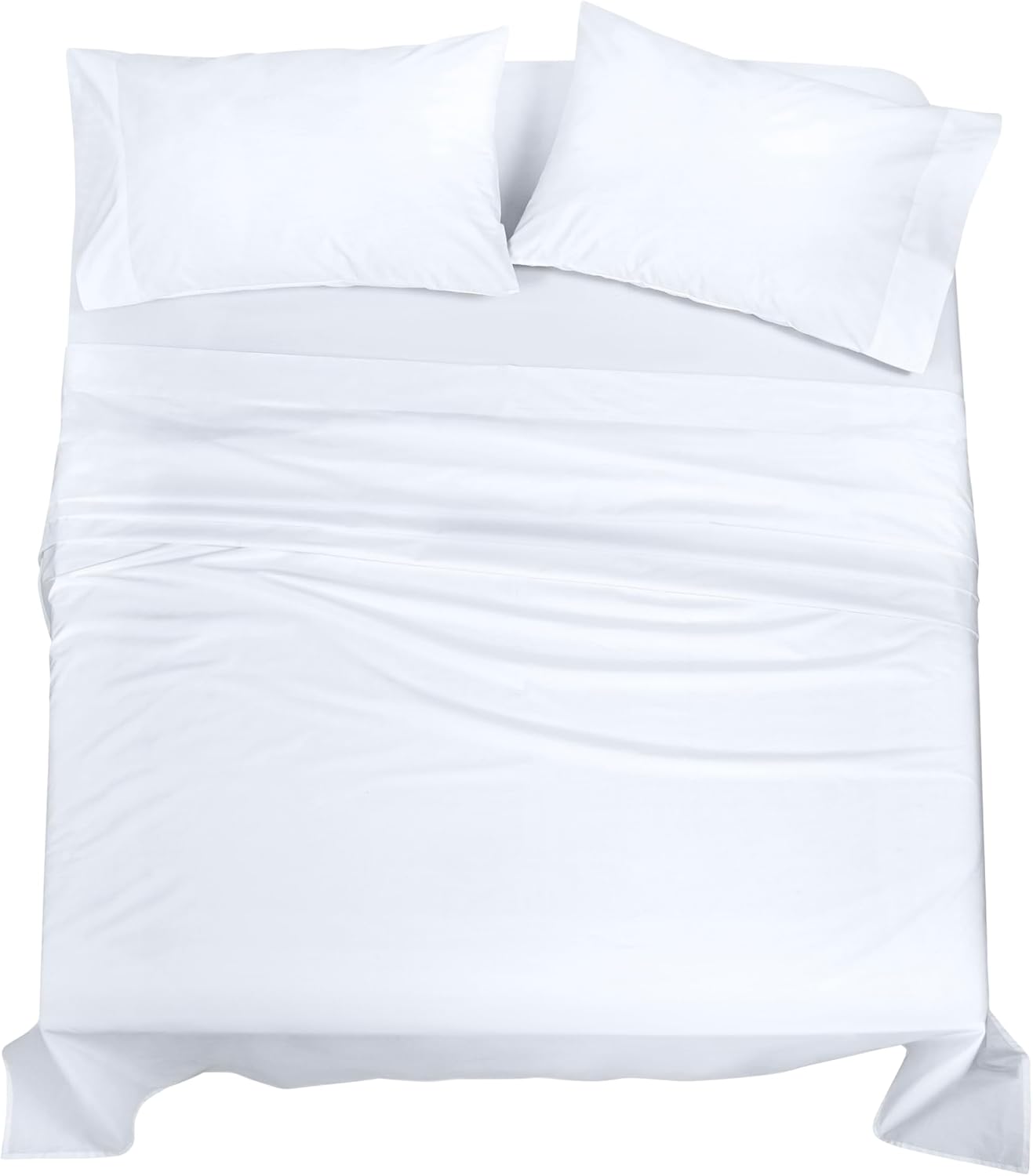 Royalelinens ROYALE LINENS 100% Organic Cotton Queen Sheet Set - Percale Weave - 4 Pieces Set - 1 Flat, 1 Deep Pocket Fitted Sheet and 2 Pi…