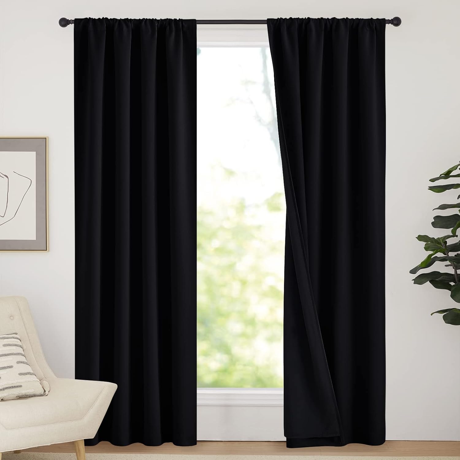 Nicetown High-End Thermal Curtains, Full Blackout Curtains 84 Inches Long for Dining Room, Soundproof Window Treatment Drapes for Hall Room…