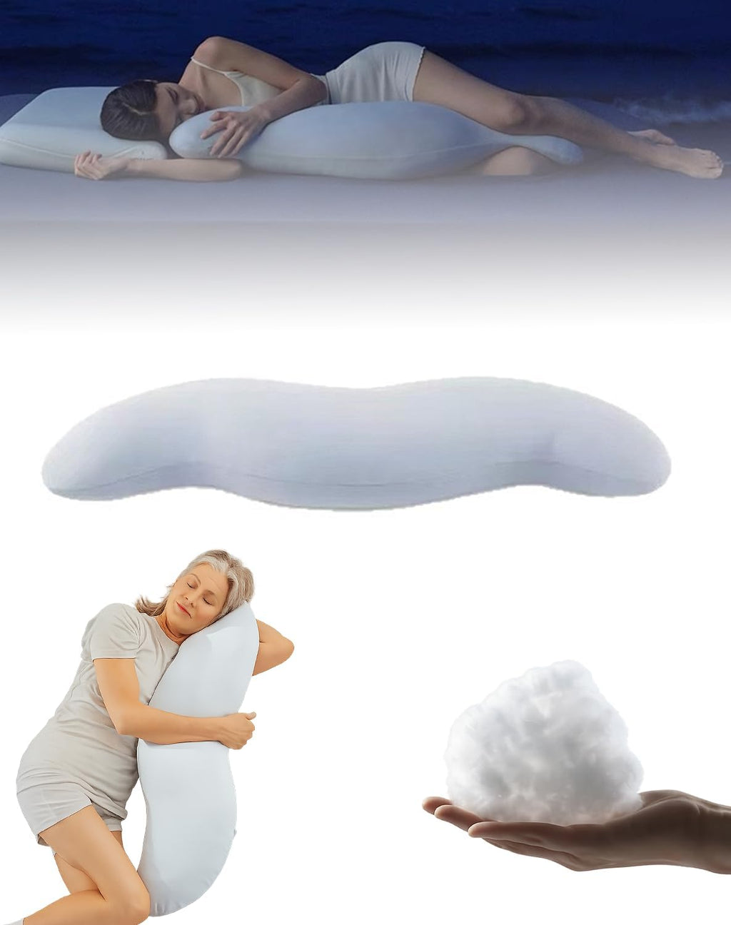 Monkpear Body Cooling Pillow, Double Wave Curve Side Sleeper Pillow, Ergonomic, Cooling Side Sleeper Body Pillow, Pea Pod Shape Long Pillow…