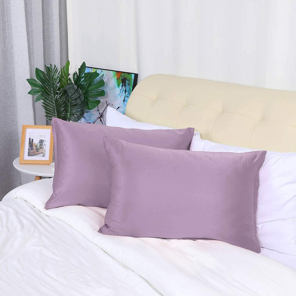 uxcell Standard Satin Pillowcase with Zipper, Super Soft and Luxury, Silky Pillow Cases Covers Set of 2, 21"x27", Mauve