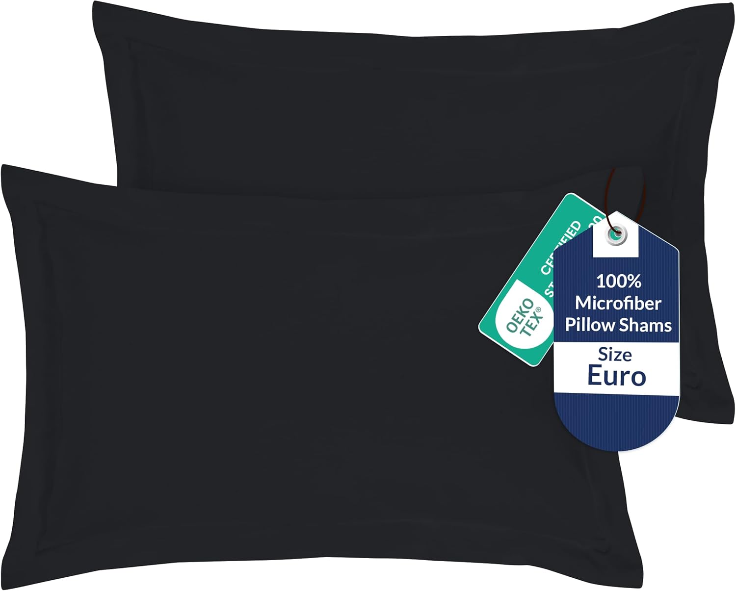 Royalelinens Royale Linens Pillow Shams 2 Pack Euro Size 26x26 Inch - Brushed 1800 Microfiber - Bed Pillow Shams, Wrinkle Resistant Super S…