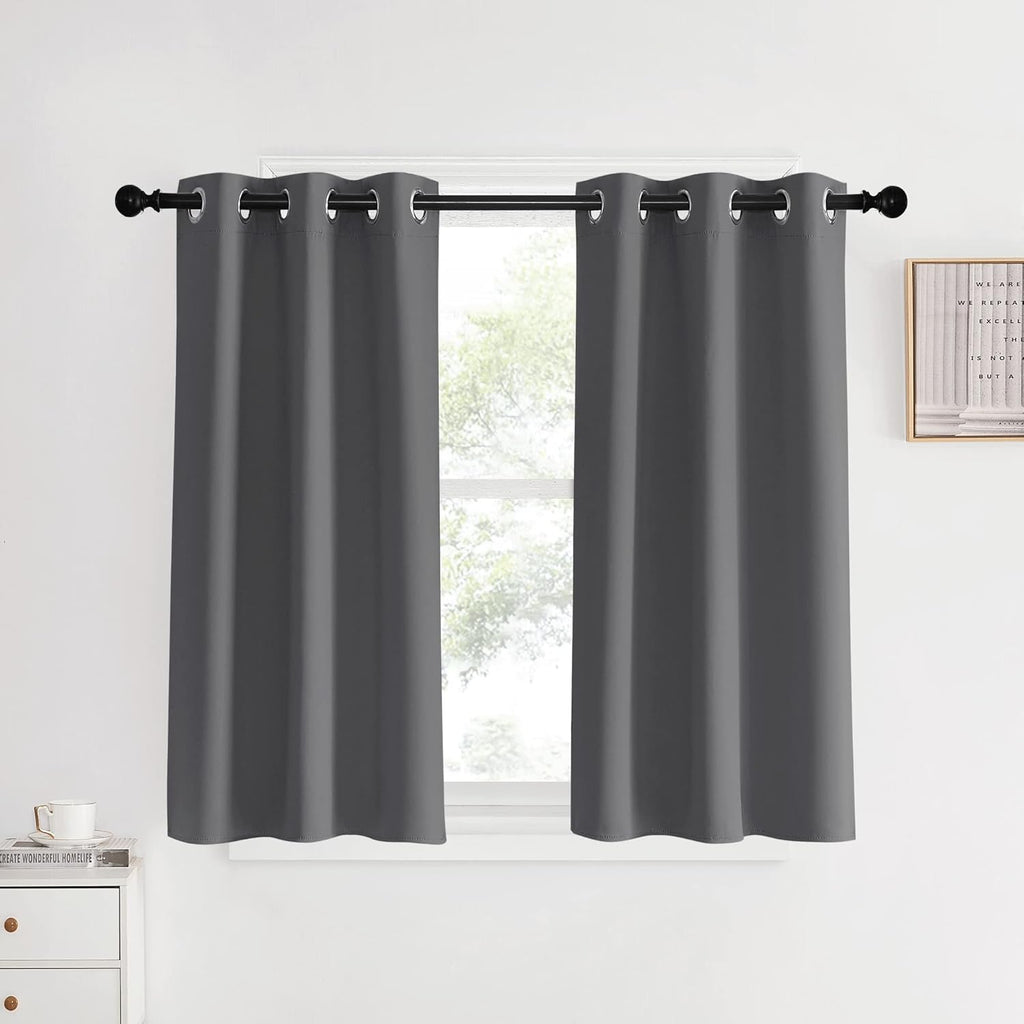 NICETOWN Blackout Curtains & Drapes for Bedroom, Grey, W34 x L40, Set of 2, Triple Weave Grommet Top Thermal Insulated Light Blocking…
