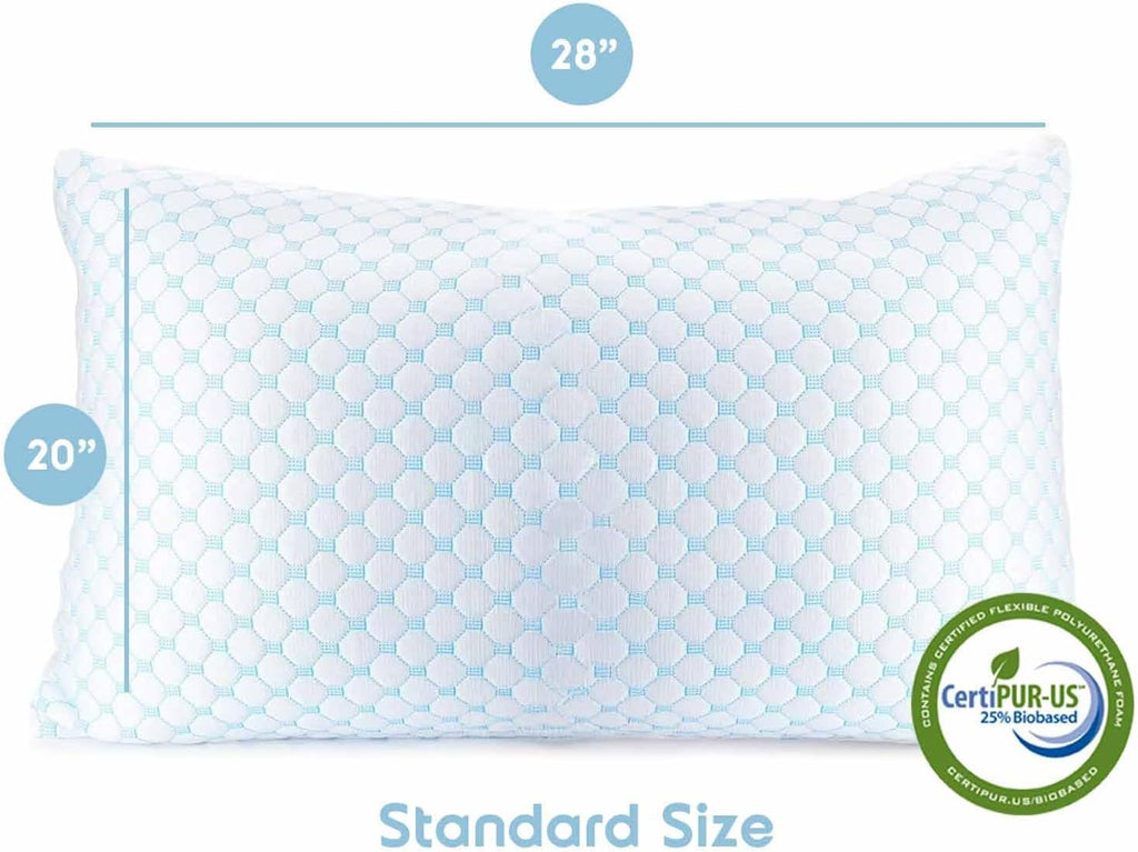Nestl Cooling Pillow for Sleeping 1 Pack, Luxury Shredded Memory Foam Pillows Standard Size, Adjustable Cold Gel Pillows for Hot Sleepers…