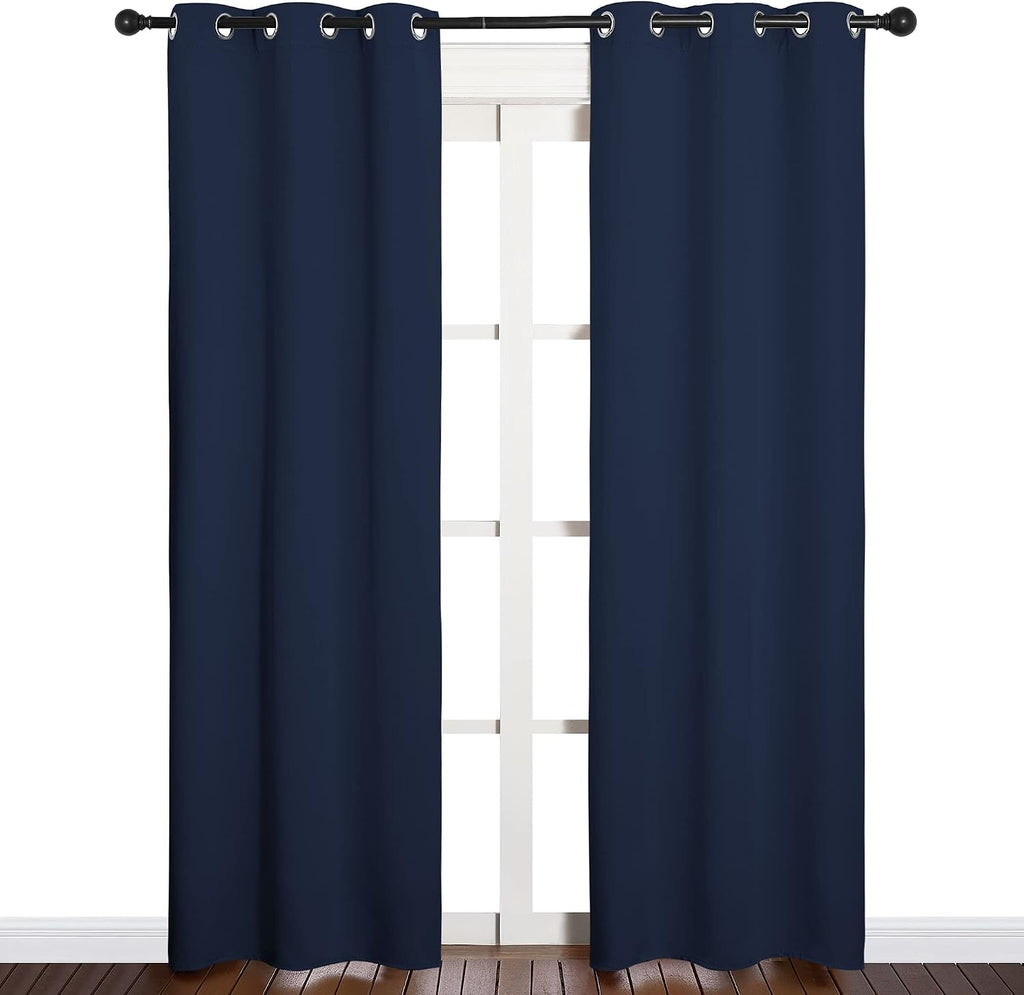 NICETOWN Blackout Curtain Panels, Window Treatment Energy Saving Thermal Insulated Solid Grommet Blackout Drapes/Draperies (Navy, 1 Pair…