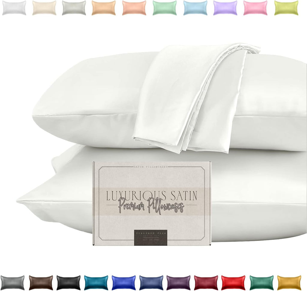 Elegantcomfort Elegant Comfort Silky and Luxurious 2-Piece Satin Pillowcase Set for Healthier Skin and Hair, Hidden Zipper Closure and Beau…