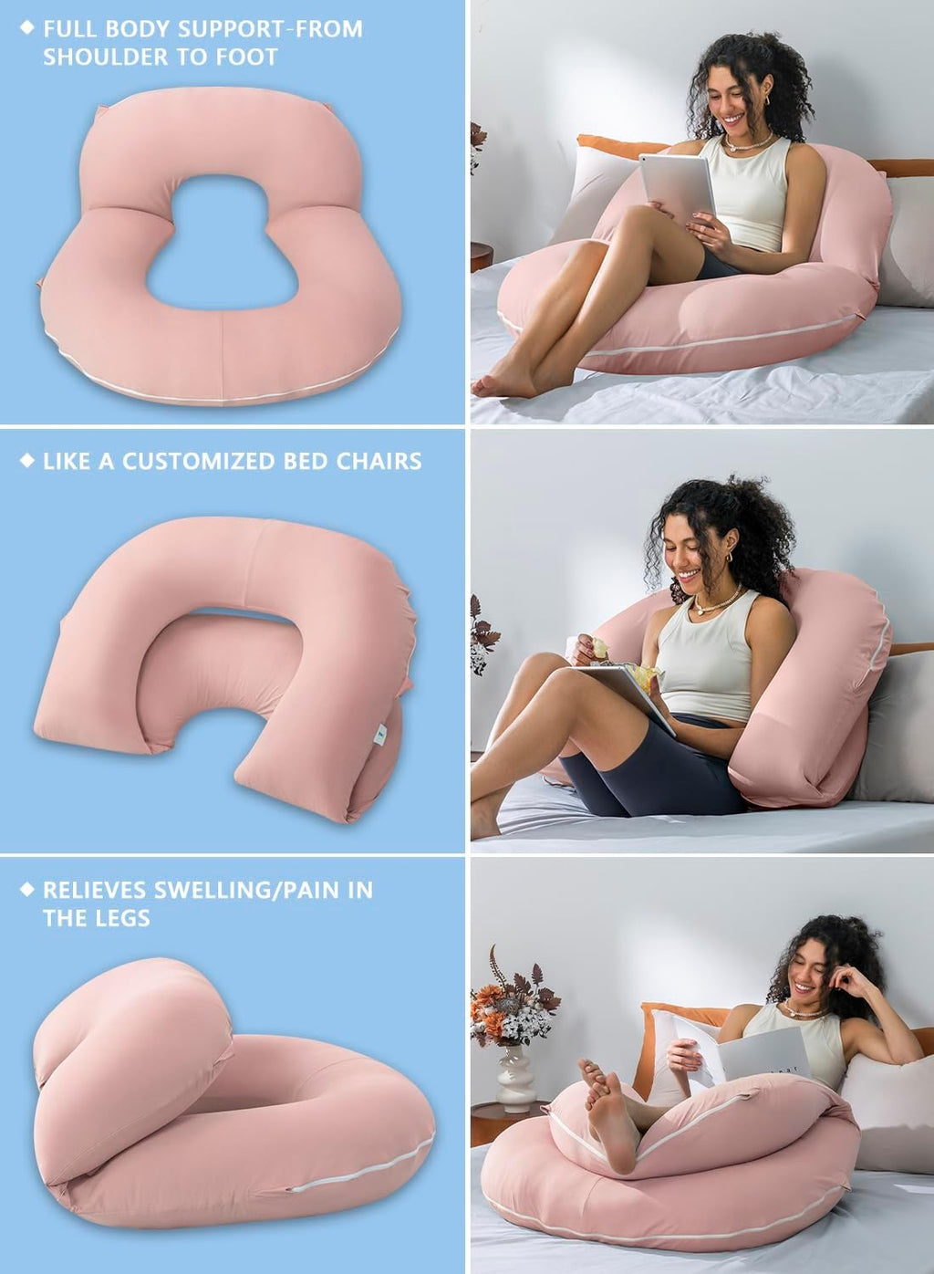 Insen Reading Pillow, Back Pillow for Sitting in Bed for Reading, Nurse & Relax, Reading Pillow for Adults, Moms & Kids, Sit Up Pillow for…