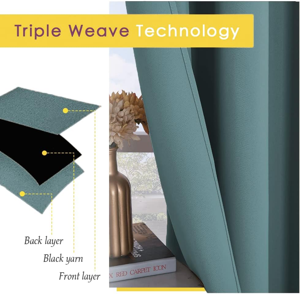 NICETOWN Modern Blackout Curtains Noise Reducing, Thermal Insulated and Privacy Room Darkening Drape Panels for Boy's Guest Room Door…