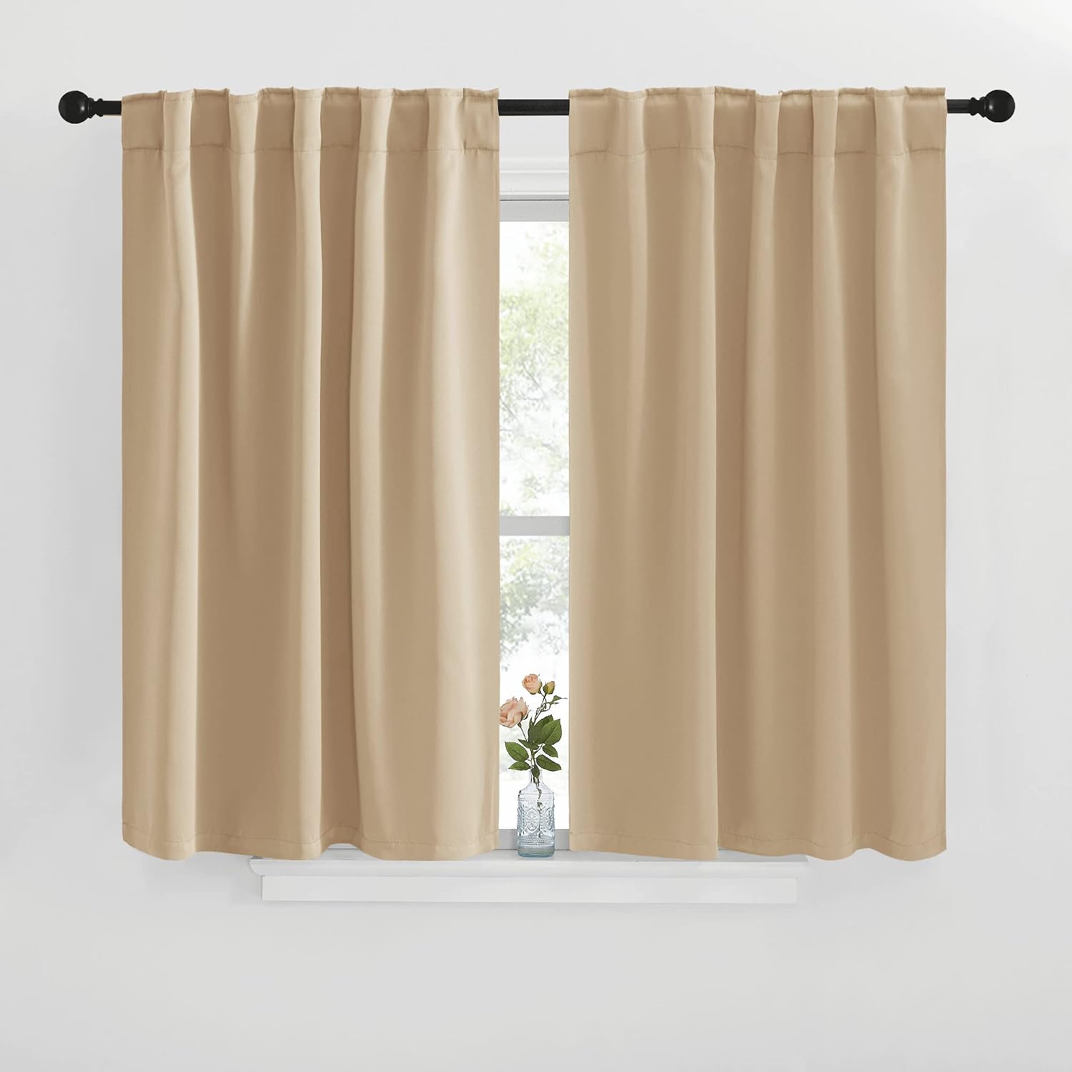 Nicetown Window Treatment Curtains Room Darkening Drapes - (Biscotti Beige Color) 42 Width X 40 Drop Each Panel, 2 Panels Set, Curtains and…