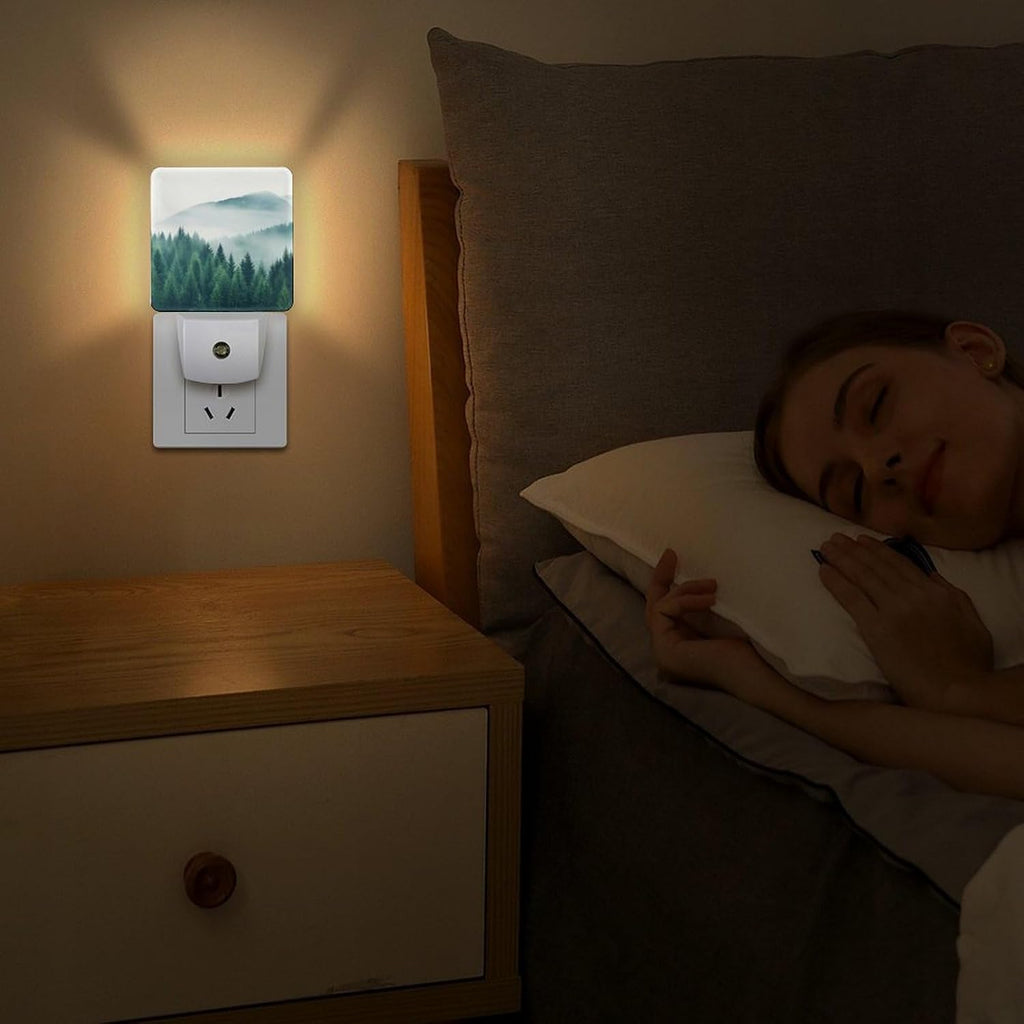 YKJAHSD Mountain Forest Night Light, Plug into Wall Decor Nightlights for Bedroom, Bathroom, Hallway, Kitchen, with Dusk to Dawn Lig…