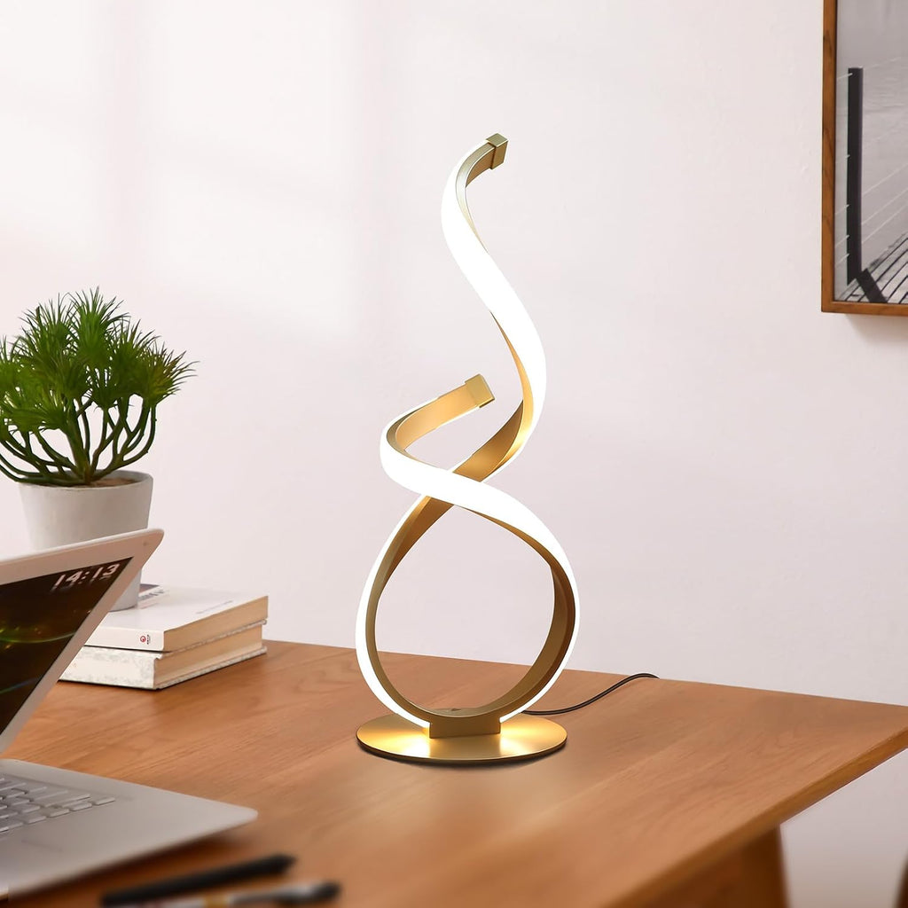 2 Pack Bedside Table Lamp, LED Spiral Desk Lamp, Touch Dimmable, 3 Color Temperature, Modern Nightstand Light for Night Stands, Unique…