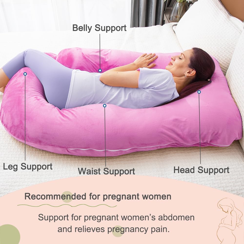 60 Inch Pregnancy Pillow for Sleeping, Extra Large U Shaped Body Pillow, Maternity Pillow for Pregnant Women (Purple)