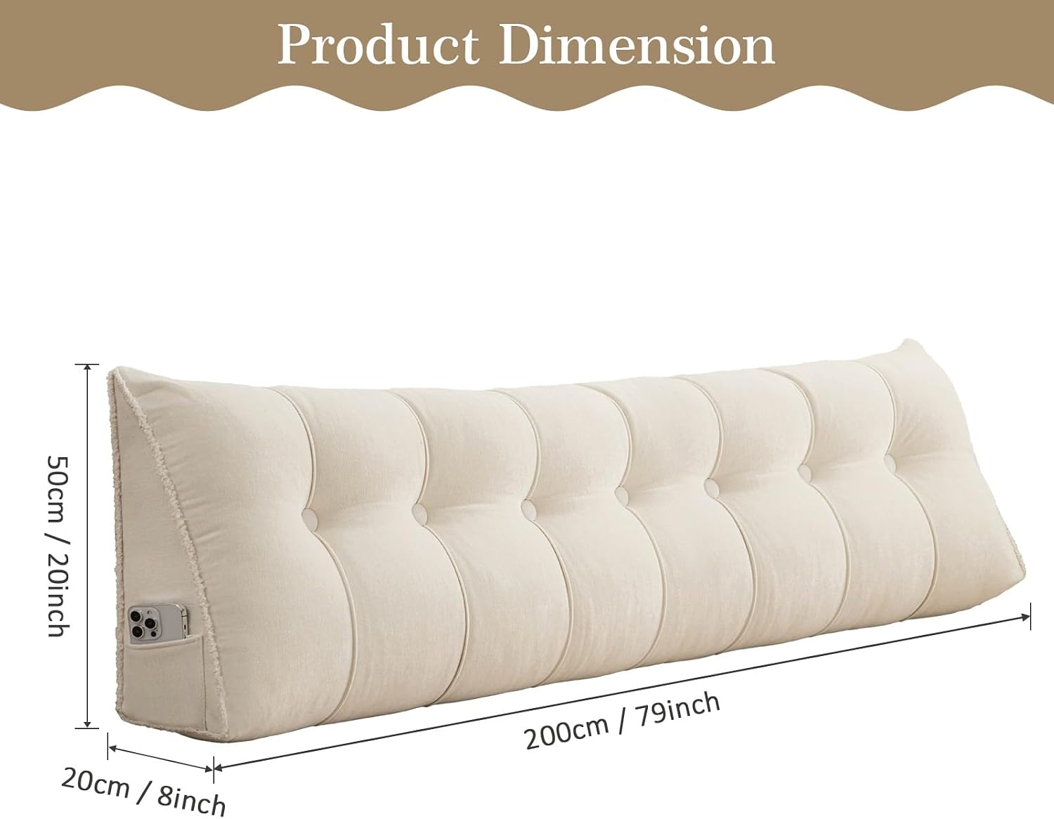 Foreate Headboard Pillow King, Chenille Triangular Wedge Pillow Headboard King Size, Reading Setting Backrest Daybed Pillows for Bed Sofa…