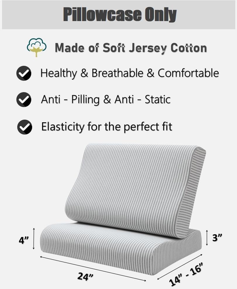 Pillow Cover for Memory Foam Pillow/Latex Pillow/Cervical Pillow, Replacement Pillow Case, Soft Cotton Pillow Protector