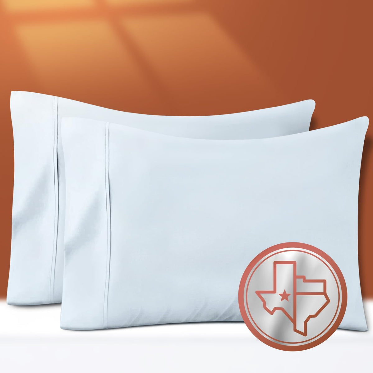 TEXAS LINEN CO. 100% Egyptian Cotton Pillow Cases Set of 2, Texan Talkin' Collection 600 Series King Pillowcase for Sleeping (Light…