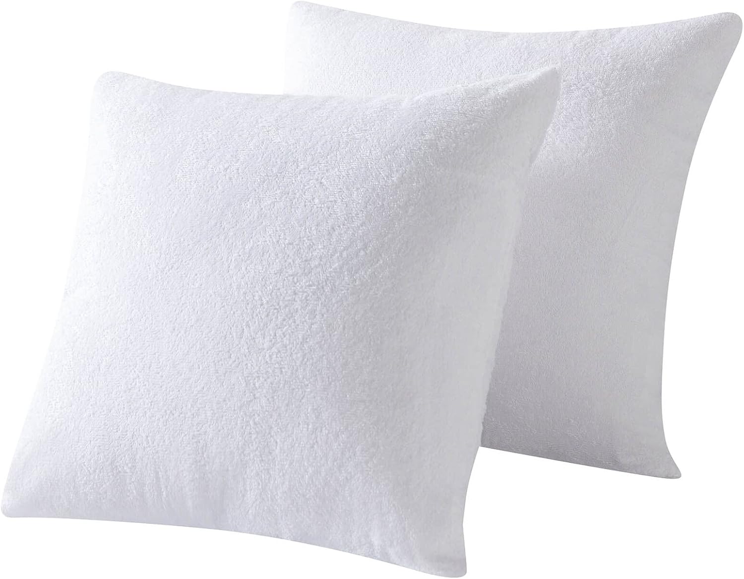 Kingnex Waterproof Feather Proof Pillow Protectors 22x22 Pack of 2 Bamboo Viscose Terry Square Pillow Covers 2 Pack Bamboo White