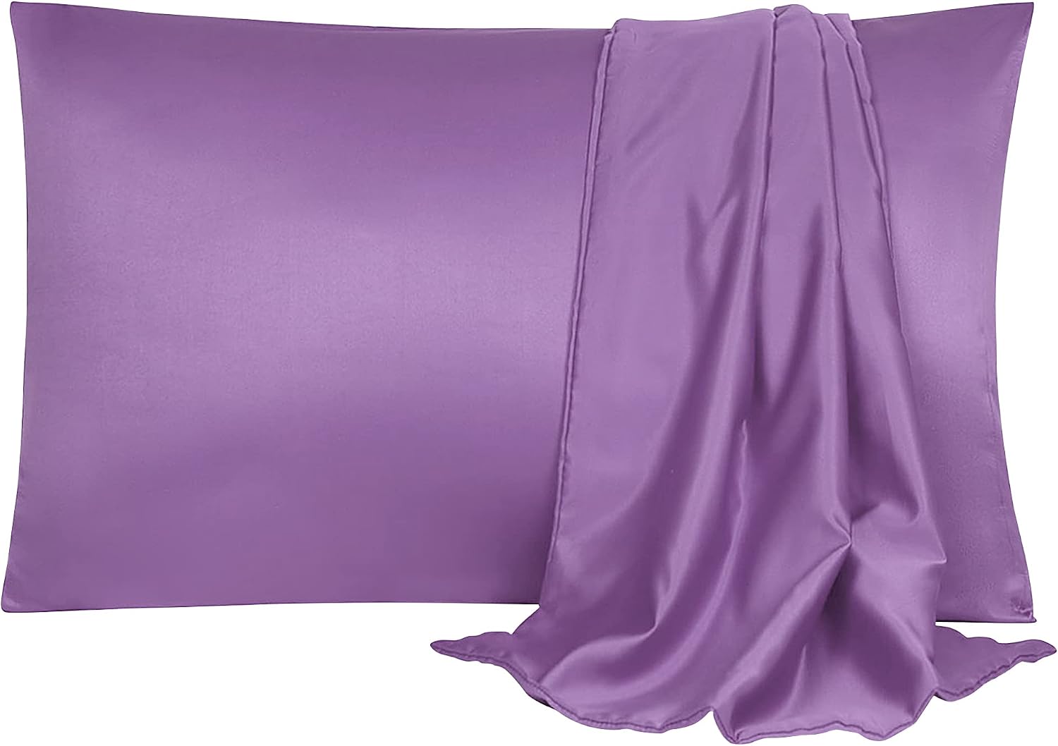 uxcell 2 Pack Silk Satin Pillowcase for Hair and Skin, Cool, Silky, Soft Breathable Pillow Cases Queen Size 20x30 Inch Sateen Pillowcase Pu…