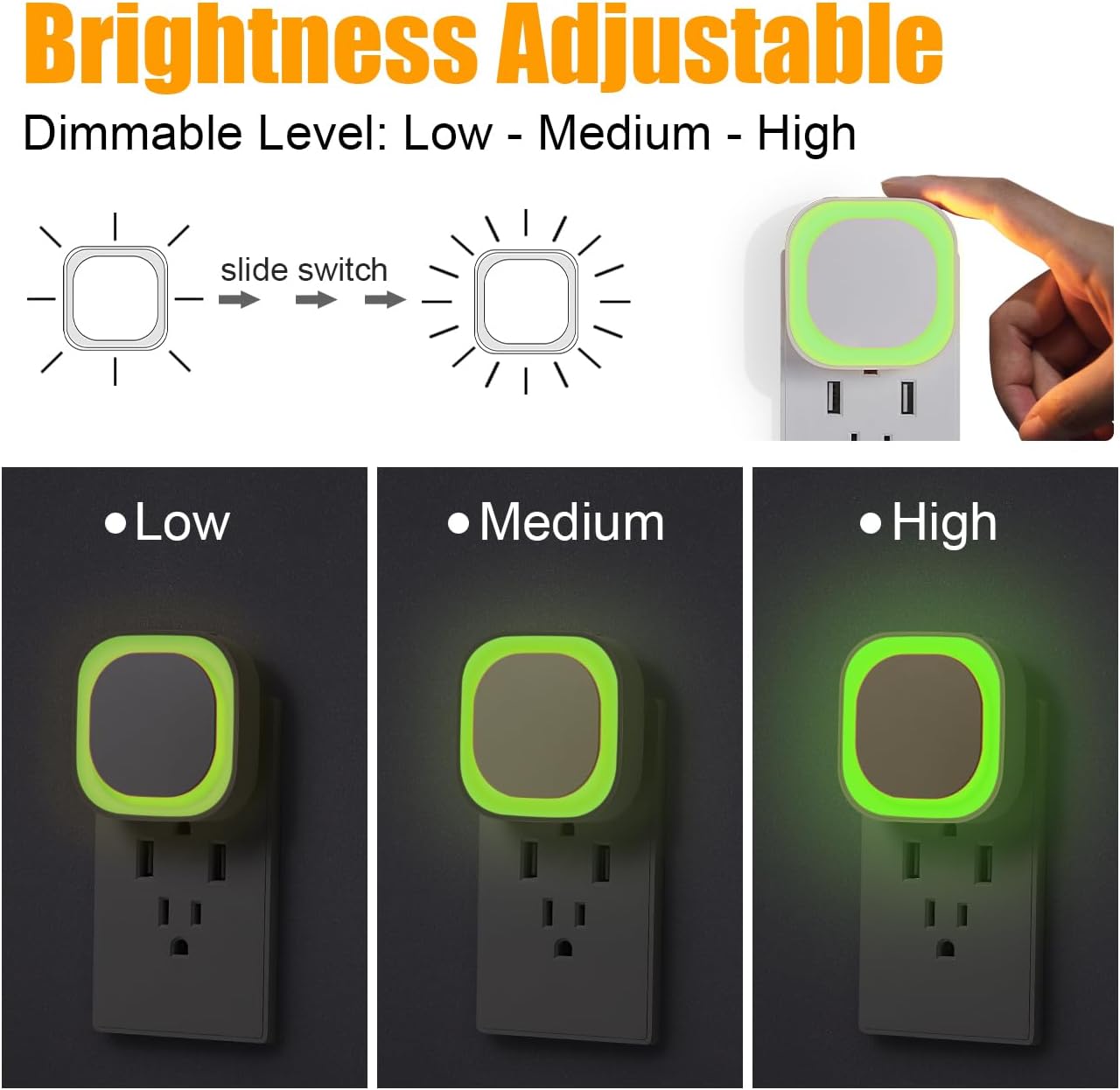 YUNLEX 2 Pack Green Night Light, Dimmable Soft Glow & Indirect Reflection, Auto Dusk to Dawn Sensor, Plug in Nighlight for Home Bar, Game…