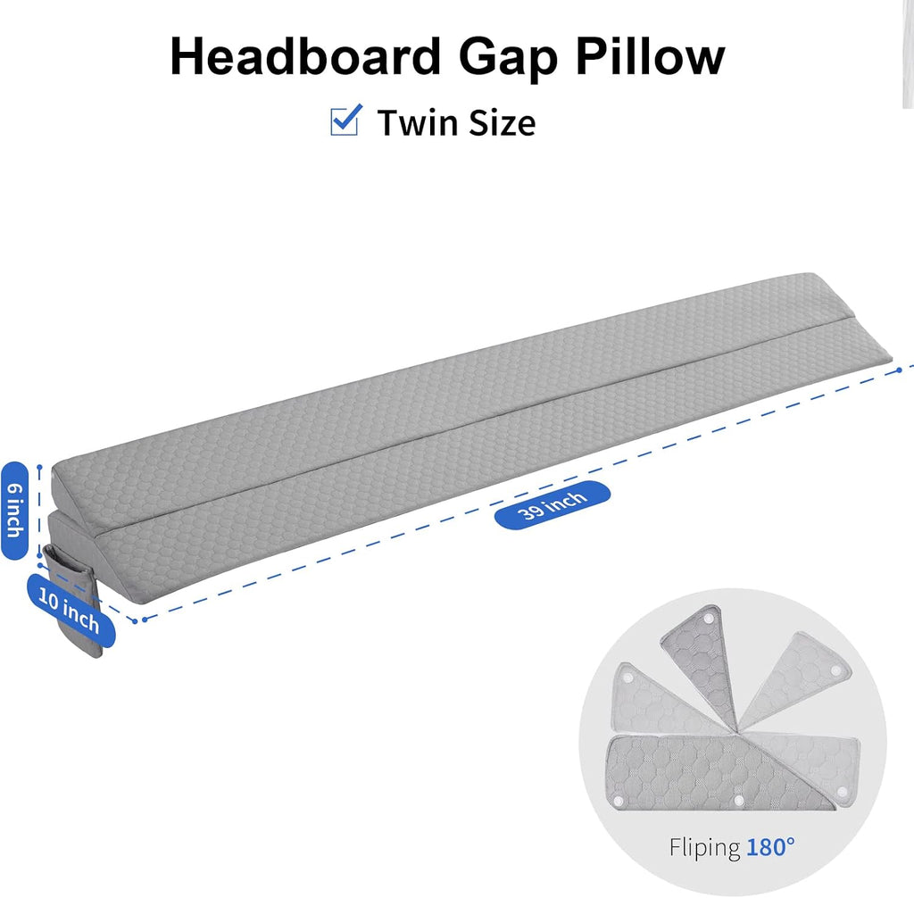 EUHAMS Twin Size Bed Wedge Pillow - Bed Gap Filler Mattress Wedge Headboard Pillow - Fill The Gap (0-7") Between Headboard and Mattress…