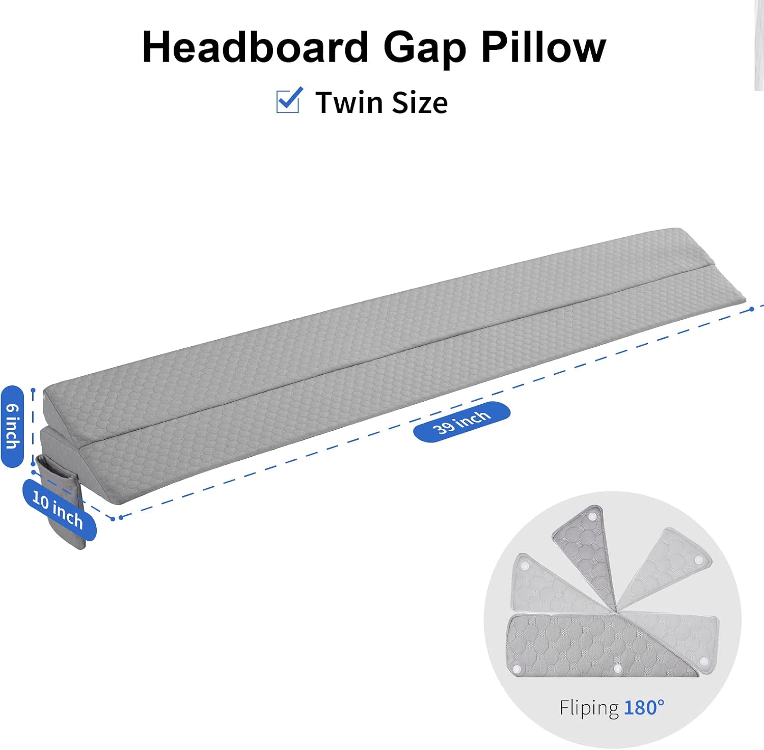 EUHAMS Twin Size Bed Wedge Pillow - Bed Gap Filler Mattress Wedge Headboard Pillow - Fill The Gap (0-7") Between Headboard and Mattress…