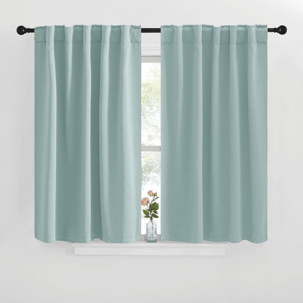NICETOWN Window Treatment Blackout Curtains and Draperies - (Aqua Blue Color) 42x40 inch, 2 Panels, Room Darkening Blackout Panel Drapes…