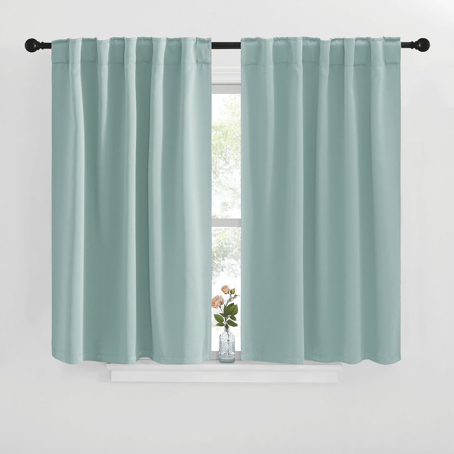 NICETOWN Window Treatment Blackout Curtains and Draperies - (Aqua Blue Color) 42x40 inch, 2 Panels, Room Darkening Blackout Panel Drapes…