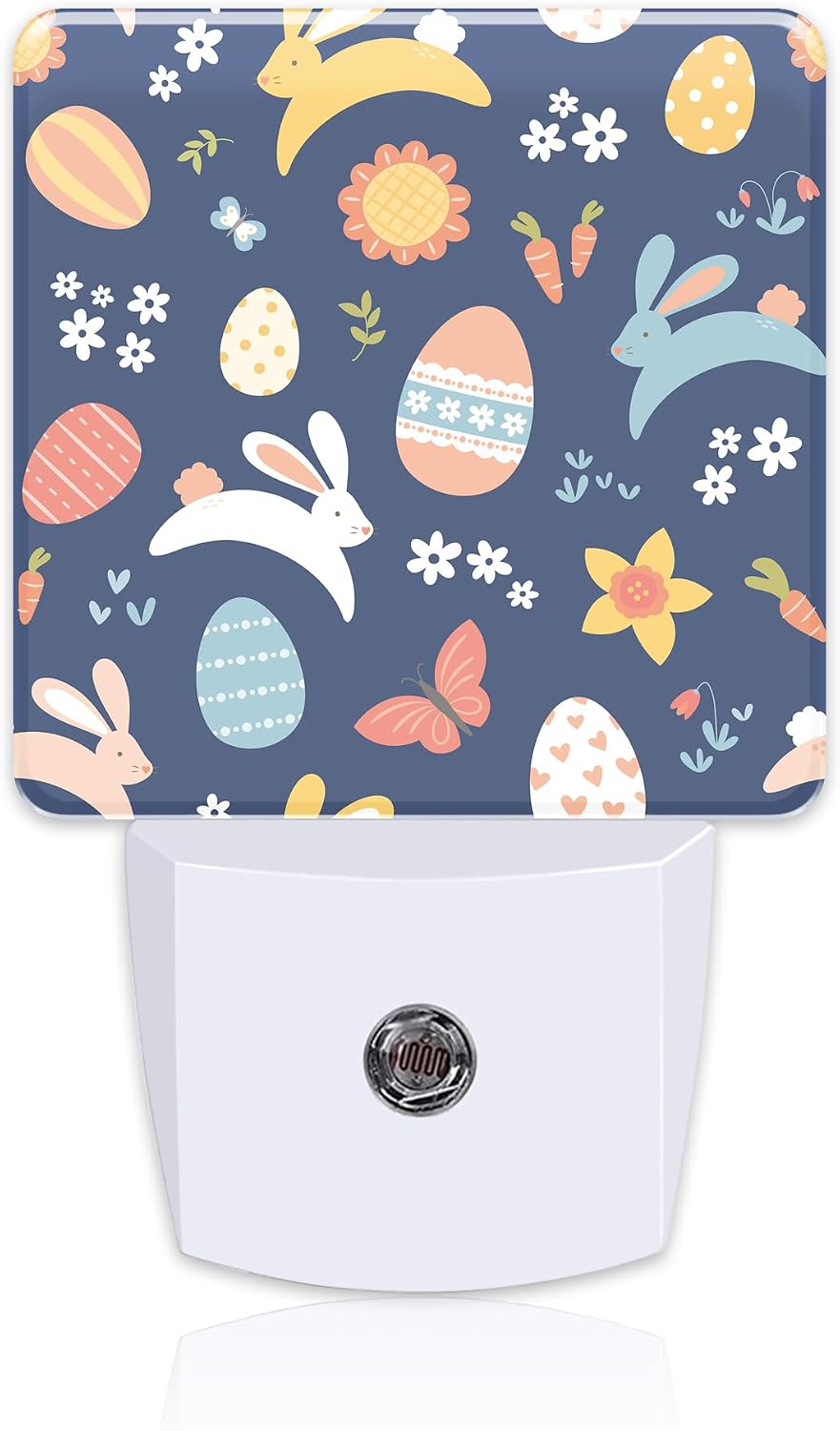 Easter Bunnies and Eggs Night Light, Colorful Rabbits and Flowers Dusk to Dawn Night Light Plug in,0.5w Energy Saving Sleep Friendly…