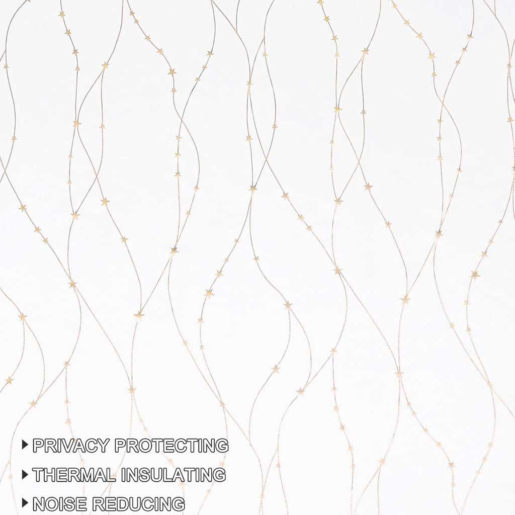 Smileweaver SMILE WEAVER White Christmas Curtains 84 Inch Length for Bedroom, Room Darkening Curtains with Gold Star Printed Noise Reducing…