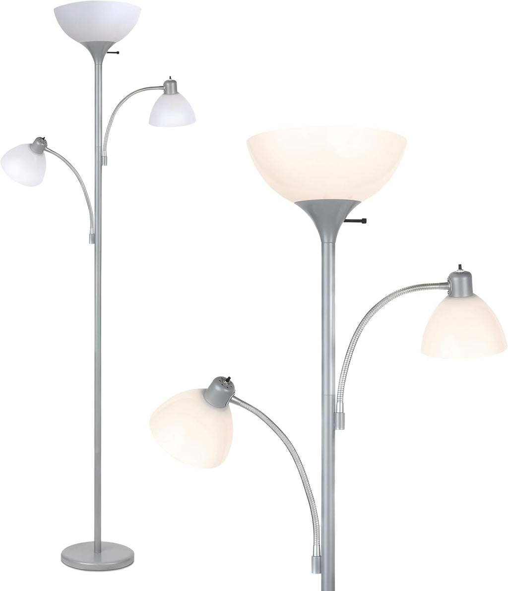 Brightech Sky Dome Double LED Floor lamp, Torchiere Super Bright Floor Lamp with 2 Reading Lamps for Living Rooms & Offices - Dimmable…