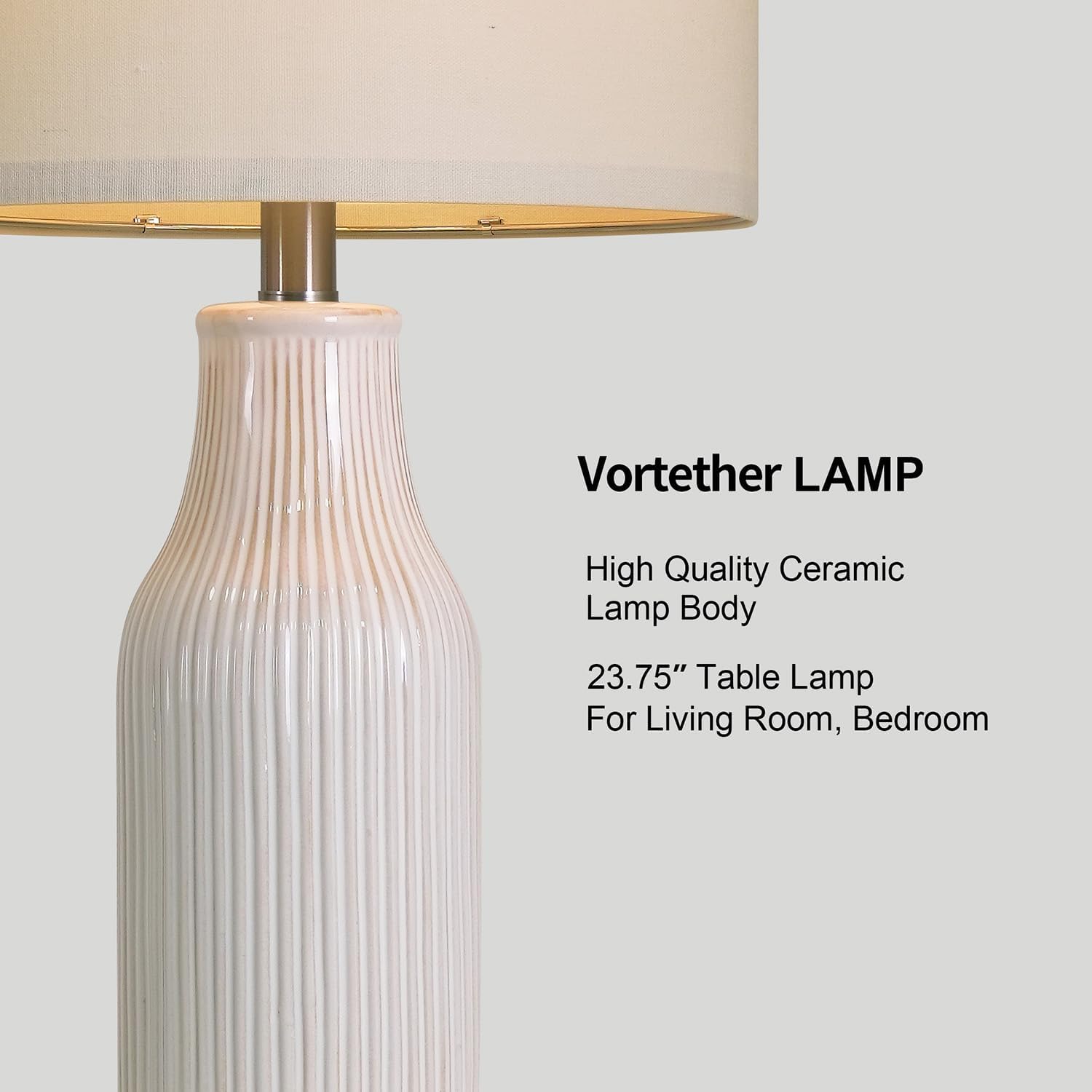 23.75" Modern Ceramic Table Lamps Set of 2, Stylish Bedside Lamps for Bedroom, Gorgeous Lamps for Nightstand, Lamps for Living Room…