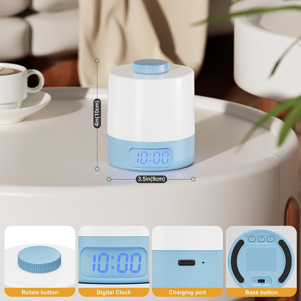 Wobane Night Light for Kids, 3 Colors Dimmable Baby LED Lighting, 3600mAh Battery Rechargeable with Clock, Portable Bedside Lamp for Nurser…