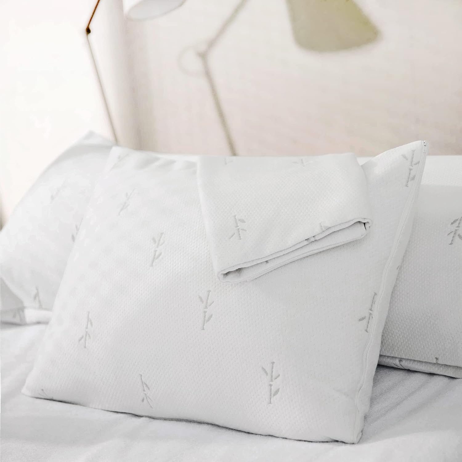 FeelAtHome 65% Polyester & 35% Rayon Derived from Bamboo - Cooling Pillow Case Waterproof - 20x26 Inches Pack of 4 (Standard) - Pillow Case…