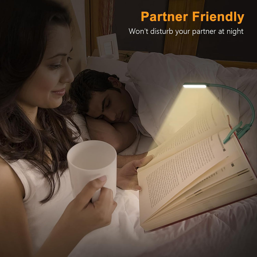 Gritin 9 LED Rechargeable Book Light for Reading in Bed - Eye Caring 3 Color Temperatures, Stepless Dimming Brightness,80 Hrs Runtime…