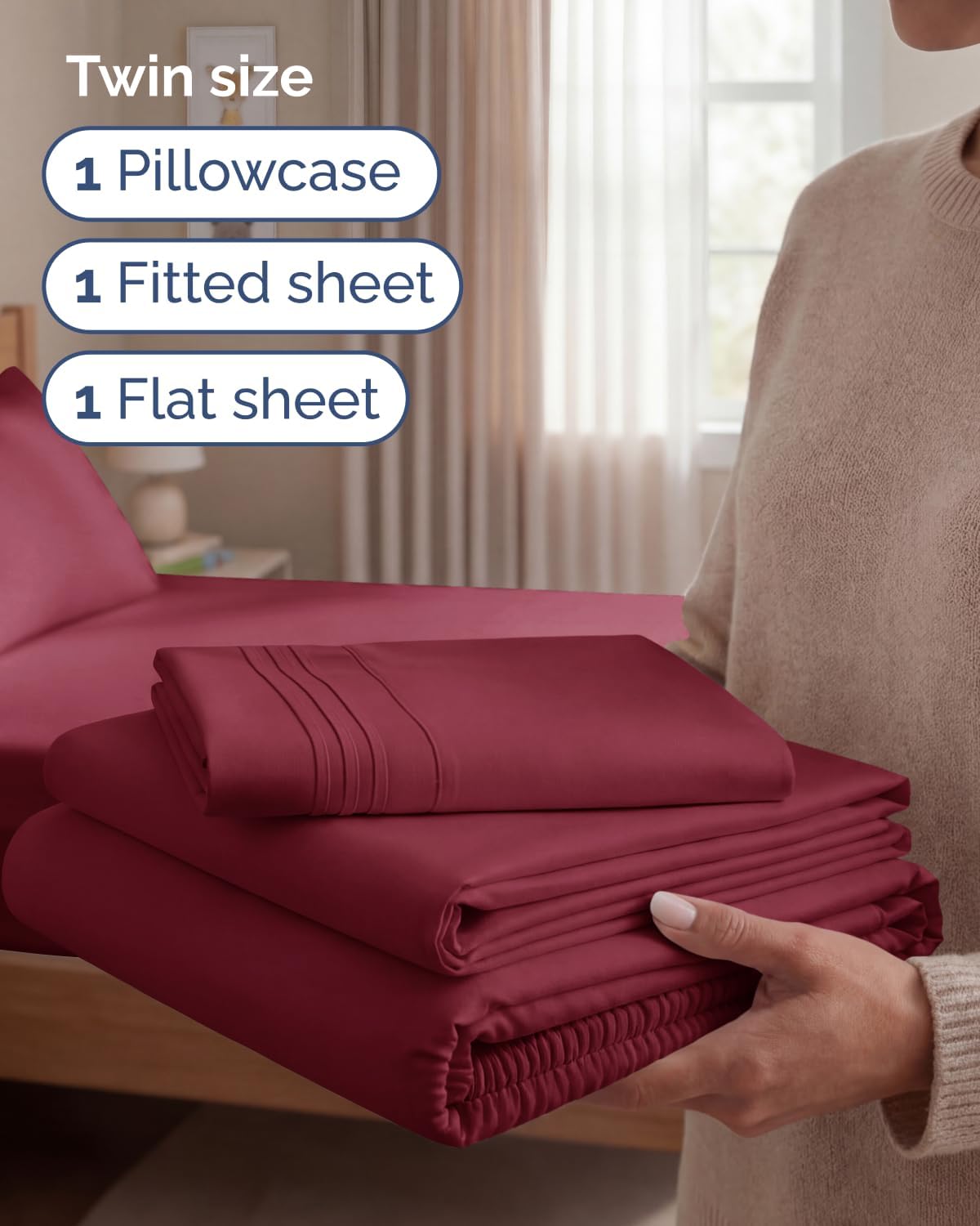 Twin Size 3 Piece Sheet Set - Comfy Breathable & Cooling Sheets - Hotel Luxury Bed Sheets for Women & Men - Deep Pockets, Easy-Fit, Extra…