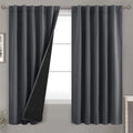 BGment 100% Grey Blackout Curtains for Bedroom 63 Inches Long, Double Layer Room Darkening Thermal Insulated Curtains with Liner Rod…