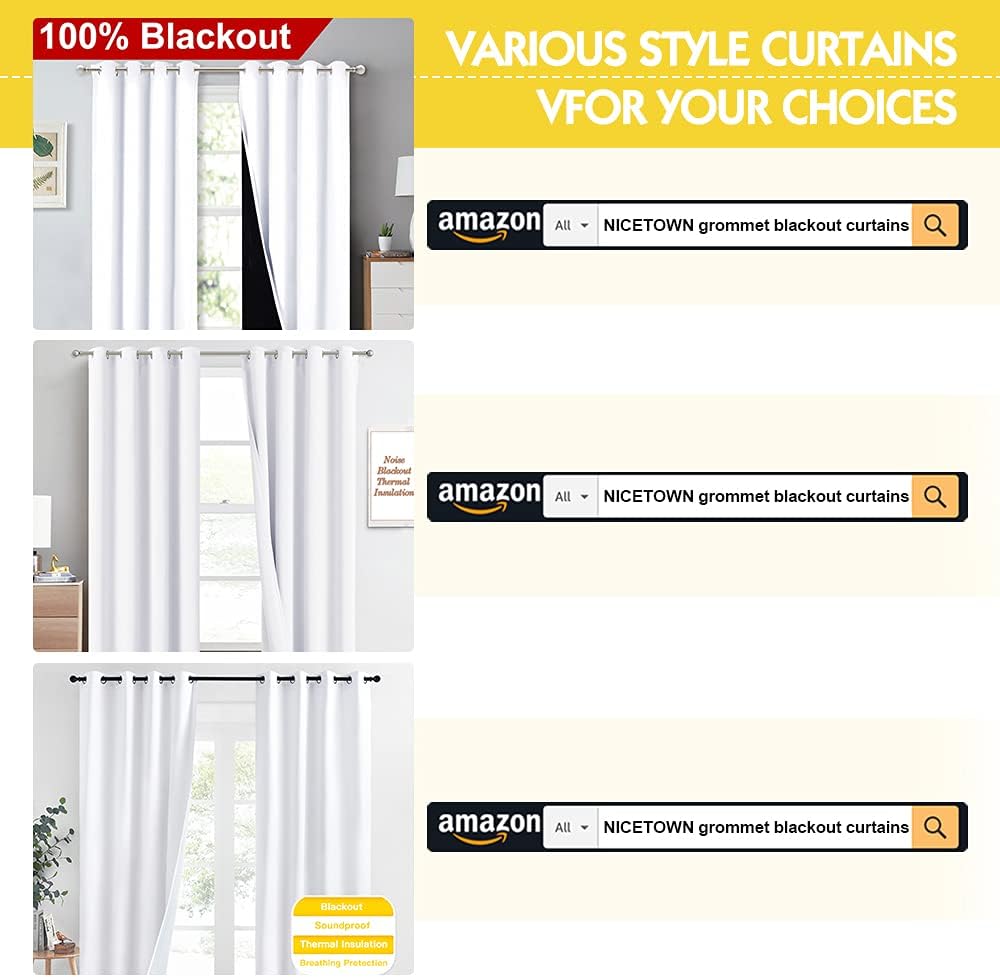 Nicetown Room Warming Full Shading Curtains for Windows, Super Heavy-Duty Black Lined Blackout Curtains for Bedroom, Privacy Assured Window…