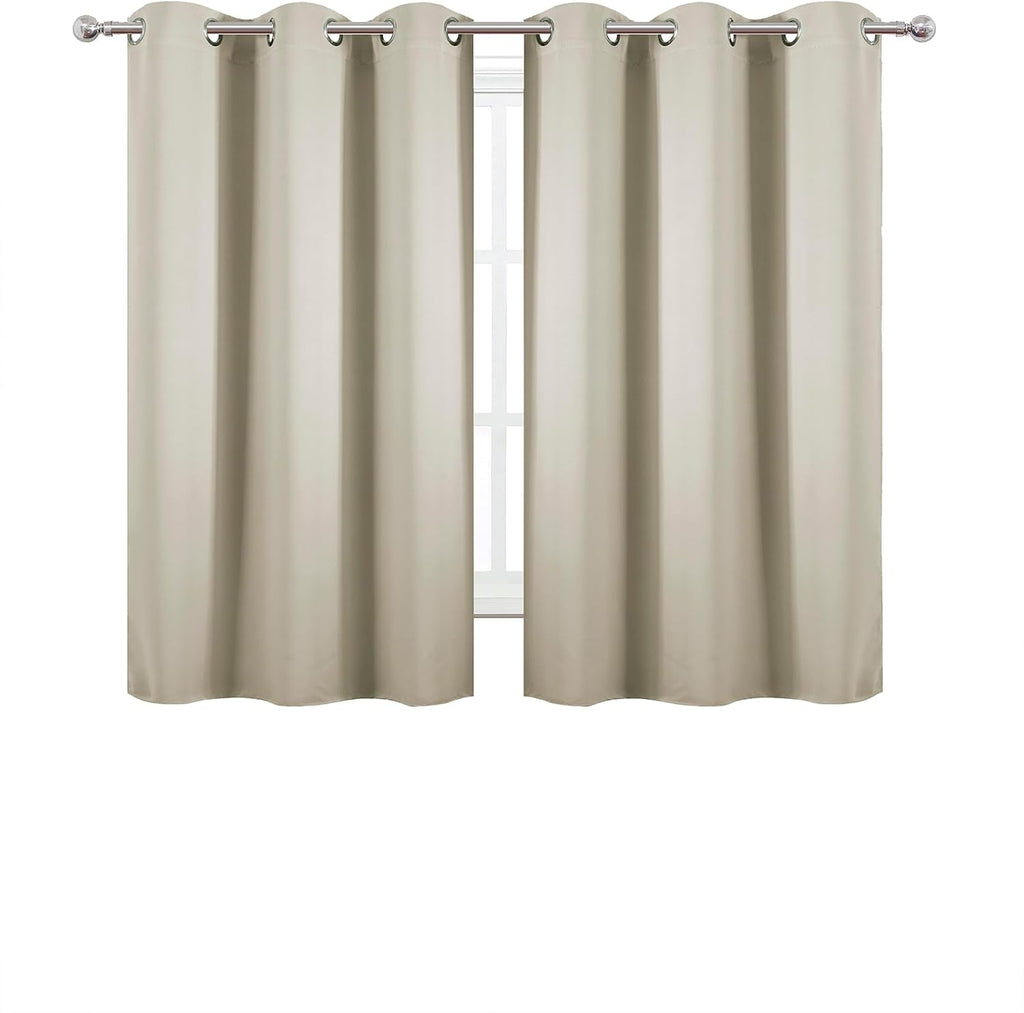 Lemomo Light Beige Blackout Curtains 42 x 54 Inch Length Set of 2 Panels Grommet Bedroom Curtains for Living Room 54 Inch silver