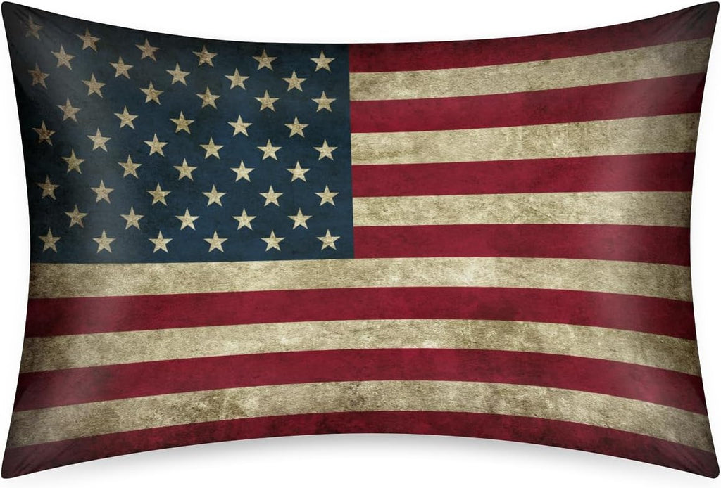 American Flag Retro Satin Silk Pillowcase for Hair and Skin Pillow Cases Queen Size Soft Silk Pillow Case with Envelope Closure Print…