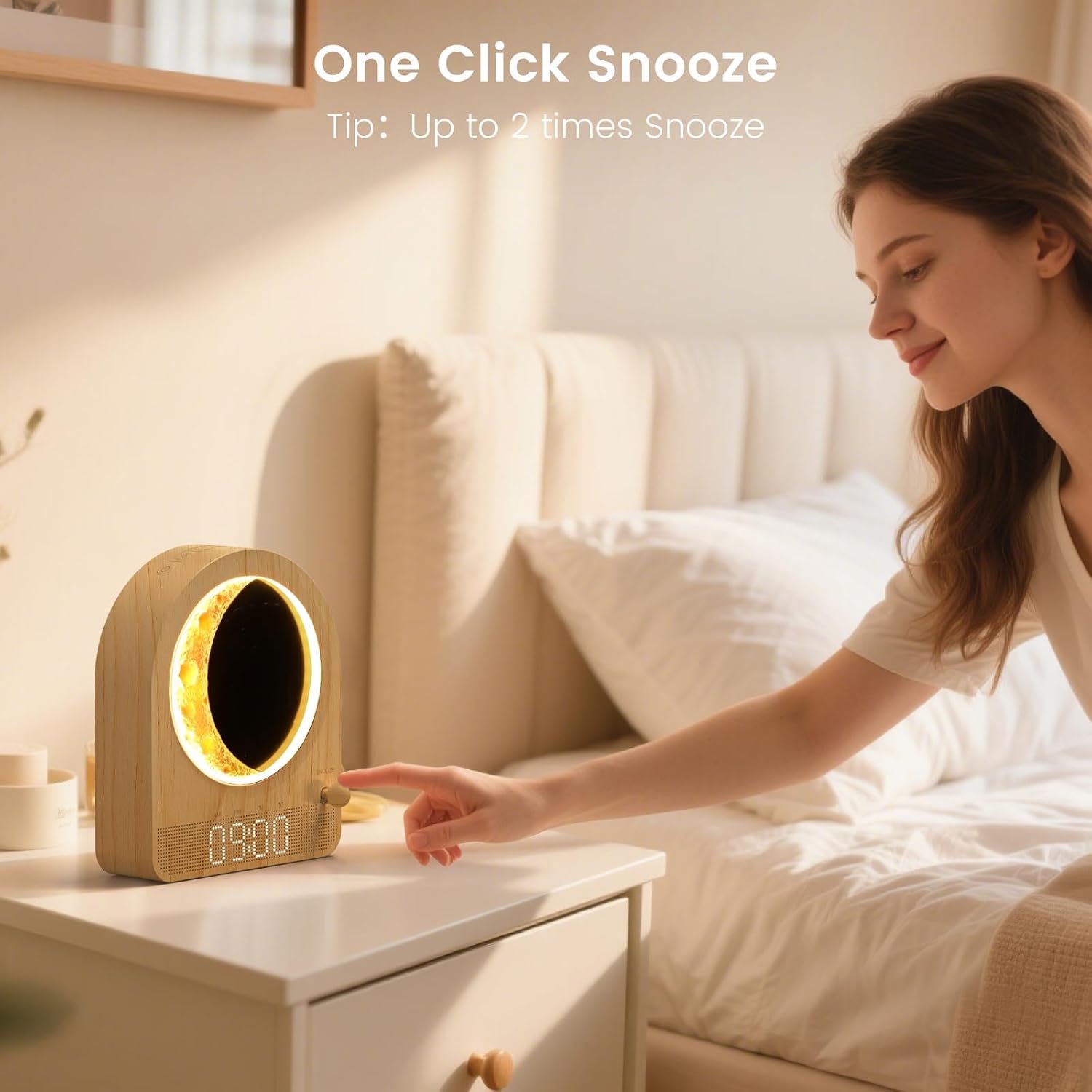 Epochleno Sunrise Alarm Clock, White Noise Machine & Meteor Moonlight - 10 Soothing Sounds, Dual Alarms, 30/60/90min Timer, Easy Snooze - B…