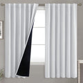 BGment Greyish White 100% Blackout Curtains 63 Inches Long with Noise-reducing Liner, Rod Pocket and Back Tab Double Layer Room Darkening…