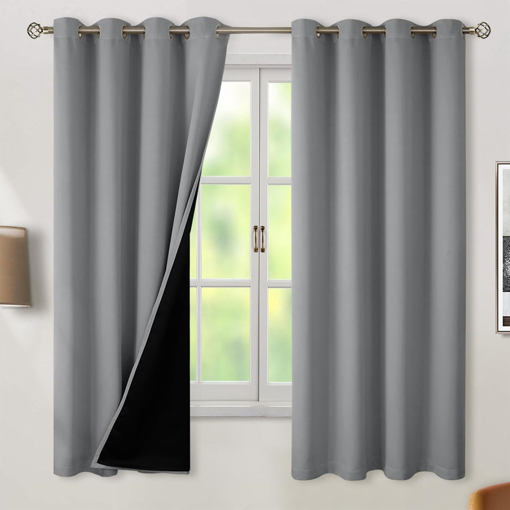 BGment Thermal Insulated 100% Blackout Curtains 63 Inch Length 2 Panels, Total Light Blocking Curtains for Bedroom, Grommet Window Drapes w…