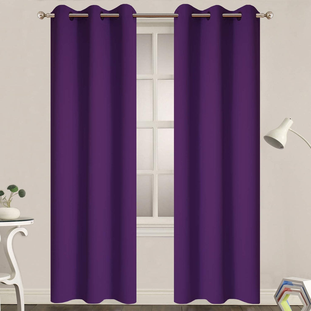 Yakamok Blackout Curtains for Bedroom, Thermal Insulated Blackout Grommet Top Drapes for Living Room, Purple,38x84 Inch, 2 Panels
