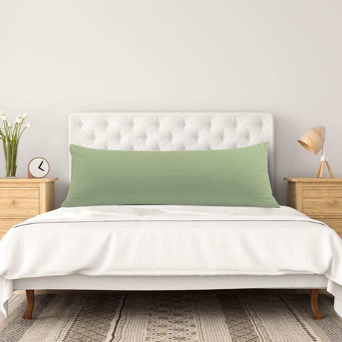 PiccoCasa Body Pillow Cover With Zipper Closure, 110 GSM Brushed Microfiber Case, Soft Long Pillowcase (20"x54") Sage cotton